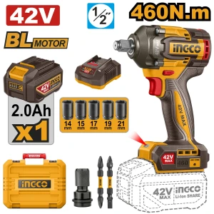 Гайковёрт аккумуляторный ударный BL motor 42В/1*2Ач 460Н.м INGCO CIWLI42461 Гайковёрт аккумуляторный ударный BL motor 42В/1*2Ач 460Н.м INGCO CIWLI42461