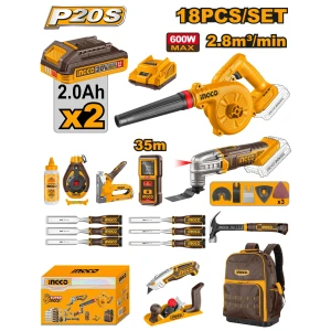 Set din 18 scule cu acumulator 20V/2*2.0Ah INDUSTRIAL INGCO COS26206 Set din 18 scule cu acumulator 20V/2*2.0Ah INDUSTRIAL INGCO COS26206