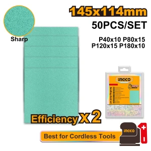 Set hârtie abrazivă 145x114mm 50buc. INGCO AKFS145115 Set hârtie abrazivă 145x114mm 50buc. INGCO AKFS145115