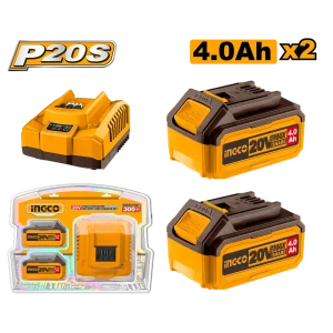 Set Incarcator + Acumulator 20V/2*4Ah INGCO FBCPK1424 Set Incarcator + Acumulator 20V/2*4Ah INGCO FBCPK1424
