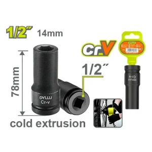 Cap cheie tubulară 1/2″ 14mm impact prelungit DYLLU DTMS3214 Cap cheie tubulară 1/2″ 14mm impact prelungit DYLLU DTMS3214