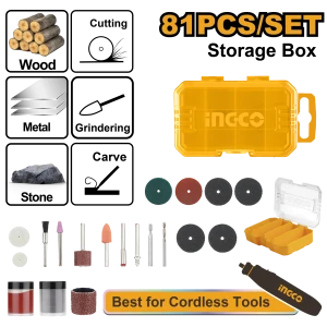 Set accesorii pentru masina de gravurat 81buc INGCO AKMG8081 Set accesorii pentru masina de gravurat 81buc INGCO AKMG8081