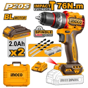 Mașină de înșurubat și găurit cu impact cu acumulator 20V/2*2Ah 76N.m INDUSTRIAL INGCO CIDLI20768 Mașină de înșurubat și găurit cu impact cu acumulator 20V/2*2Ah 76N.m INDUSTRIAL INGCO CIDLI20768