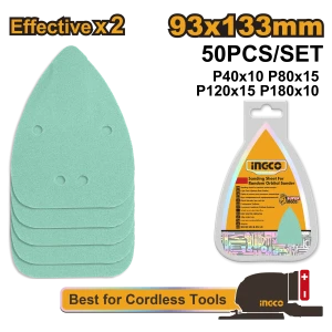 Set 50 buc hîrtie abrazivă 93*133mm INGCO AKTS931331 Set 50 buc hîrtie abrazivă 93*133mm INGCO AKTS931331