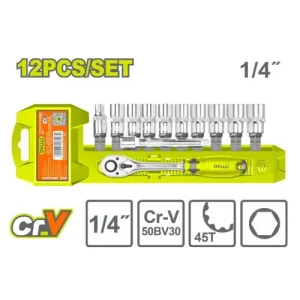 Set antrenor cu clichet 12buc. 1/4″ DYLLU DTST4212 Set antrenor cu clichet 12buc. 1/4″ DYLLU DTST4212