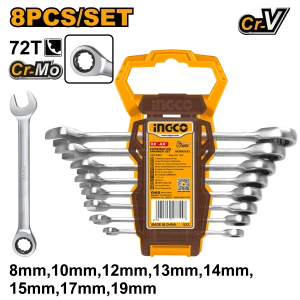 Set chei combinate cu clinchet 8 buc 8-19mm INGCO HKSPAR1082 Set chei combinate cu clinchet 8 buc 8-19mm INGCO HKSPAR1082