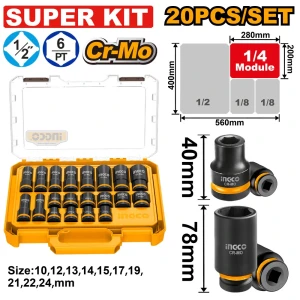 Набор ударных головок INGCO 40-78 mm HKISSD12206L Набор ударных головок INGCO 40-78 mm HKISSD12206L