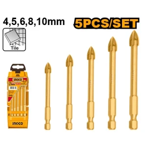 Set burgiuri pentru stecla 5 buc 4-10mm INGCO AKD7058 Set burgiuri pentru stecla 5 buc 4-10mm INGCO AKD7058