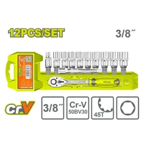 Набор трещетка 12шт. 3/8" DYLLU DTST3212 Набор трещетка 12шт. 3/8" DYLLU DTST3212