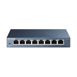 TP-LINK TL-SG108 8-port Desktop Gigabit Switch, 8 10/100/1000M RJ45 ports, steel case