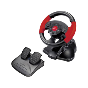 Volan Esperanza HIGH OCTANE EG103, Forță de vibrație, 13 butoane de acțiune, tastatură direcțională, rotație 180 grade, pentru PC/PSX/PS2/PS3, USB, negru/roșu