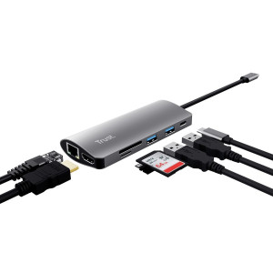 Многопортовый Адаптер Trust Dalyx/ USB-C/ 1xUSB-C/ 2xUSB-A/ HDMI/ RJ45/ SD/ microSD Многопортовый Адаптер Trust Dalyx/ USB-C/ 1xUSB-C/ 2xUSB-A/ HDMI/ RJ45/ SD/ microSD