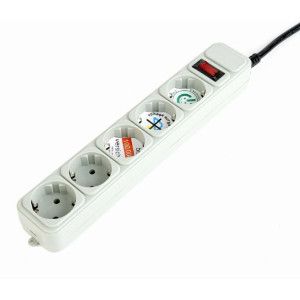 Gembird Surge Protector SPG3-B-10C, 5 Sockets, 3m, up to 250V AC, 16 A, safety class IP20, Grey Gembird Surge Protector SPG3-B-10C, 5 Sockets, 3m, up to 250V AC, 16 A, safety class IP20, Grey