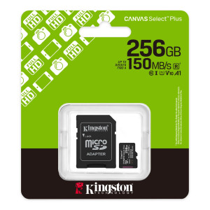 Card de memorie microSD 256GB Kingston Canvas Select Plus, 150MB/s + SD adapter Card de memorie microSD 256GB Kingston Canvas Select Plus, 150MB/s + SD adapter