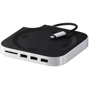 Satechi Mac Mini M4 Stand & Hub with SSD Enclosure, 2xUSB-A3.2 Gen2, USB-A2.0, SD. Satechi Mac Mini M4 Stand & Hub with SSD Enclosure, 2xUSB-A3.2 Gen2, USB-A2.0, SD.
