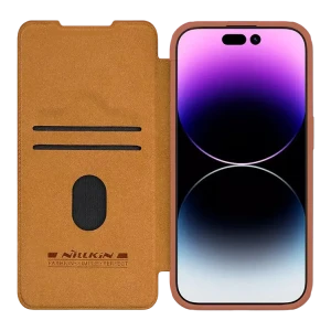 Husă tip carte Nillkin iPhone 15 Pro Max - Qin Pro, Maro Husă tip carte Nillkin iPhone 15 Pro Max - Qin Pro, Maro