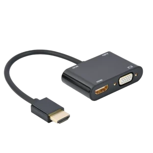 Переходник Cablexpert A-HDMIM-HDMIFVGAF-01, HDMI (M) - HDMI (F) + VGA, 0.15 м, Чёрный Переходник Cablexpert A-HDMIM-HDMIFVGAF-01, HDMI (M) - HDMI (F) + VGA, 0.15 м, Чёрный