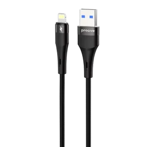 Cablu USB (8-pin), Proove Light Silicone Plus 2.4A (1m), Black Cablu USB (8-pin), Proove Light Silicone Plus 2.4A (1m), Black