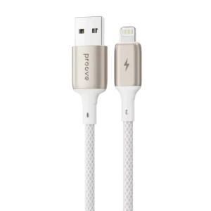 Cablu USB (8-pin), Proove Dense Metal 2.4A (1m), White Cablu USB (8-pin), Proove Dense Metal 2.4A (1m), White