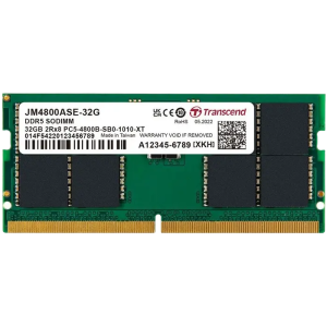 Оперативная память Transcend JetRam JetRam 32 ГБ Зеленый - DDR5 SDRAM | 4800 МГц | 1x 32 ГБ Оперативная память Transcend JetRam JetRam 32 ГБ Зеленый - DDR5 SDRAM | 4800 МГц | 1x 32 ГБ