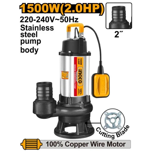 Погружной насос для грязной воды 1500W INGCO SPDB150068 Погружной насос для грязной воды 1500W INGCO SPDB150068