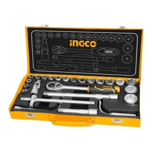 Set de capuri 1/2 24 buc cu clinchet INDUSTRIAL INGCO HKTS0243 Set de capuri 1/2 24 buc cu clinchet INDUSTRIAL INGCO HKTS0243