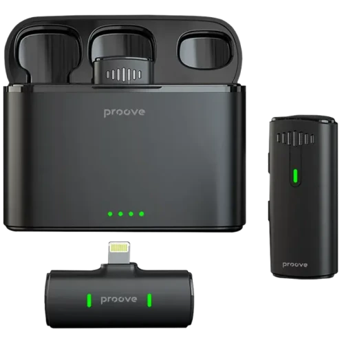 Портативный записывающий микрофон Proove Demo Lightning, Беспроводной, Черный Портативный записывающий микрофон Proove Demo Lightning, Беспроводной, Черный