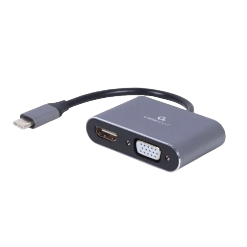 Видеоадаптер Cablexpert A-USB3C-HDMIVGA-01, USB Type-C - VGA, HDMI, Серый Видеоадаптер Cablexpert A-USB3C-HDMIVGA-01, USB Type-C - VGA, HDMI, Серый