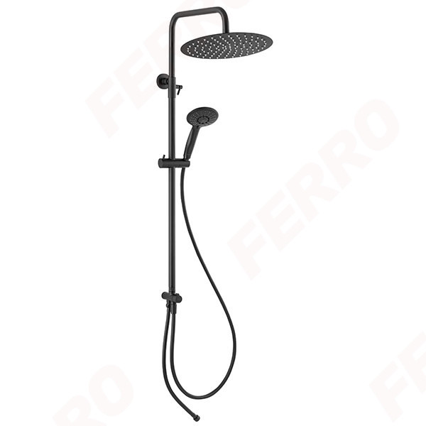 Bara dus set Ferro NP47-BL inox/rotunda negru
