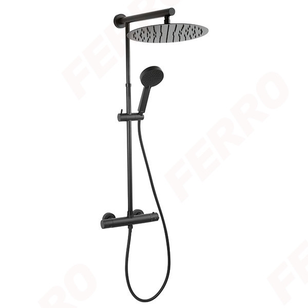 Set Baterie termostatica Ferro TRV7U-BL + bara dus NP75 (negru)