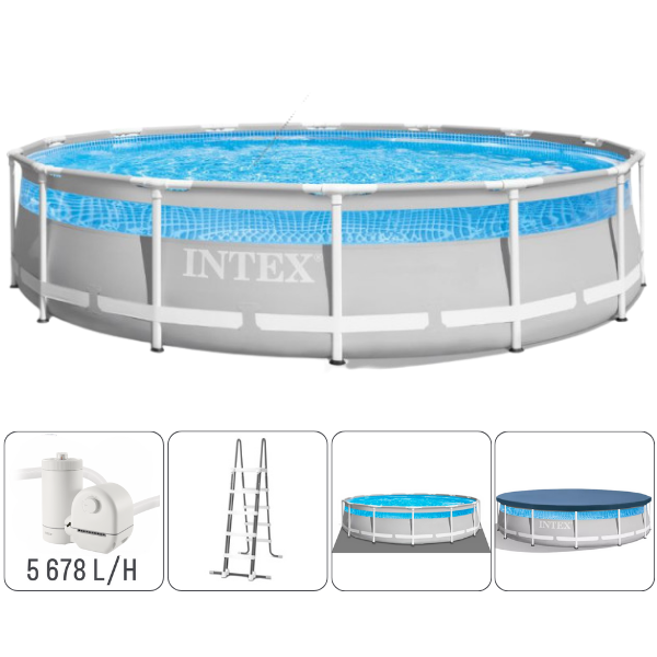 INTEX Бассейн PRISM FRAME CLEARVIEW 488х122см, 19156Л, металлический каркас, с фильтрующим насосом