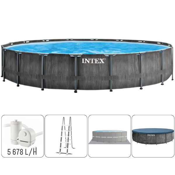 INTEX Бассейн GREYWOOD PRISM FRAME PREMIUM 549х122см, 24311Л, металлический каркас, с фильтрующим насосом