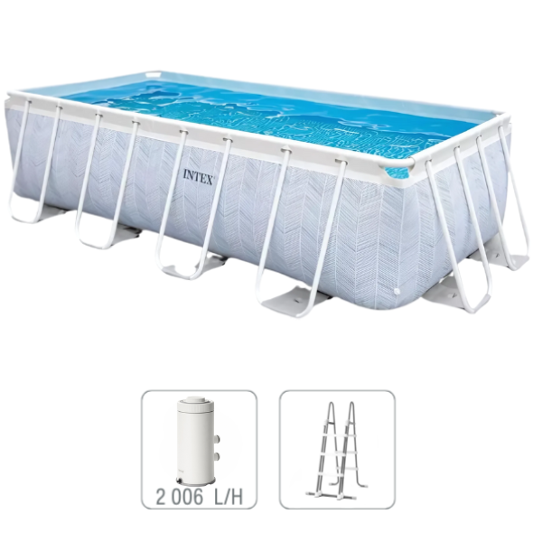 INTEX, CHEVRON PRISM FRAME RECTANGULAR POOL, 400x200x100 см, 6836Л, металлический каркас, с фильтрующим насосом