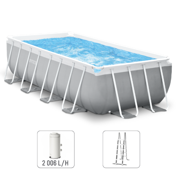 INTEX Бассейн PRISM FRAME RECTANGULAR 400x200x100cm, 6836Л, металлический каркас, с фильтрующим насосом