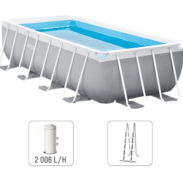 INTEX Бассейн PRISM FRAME RECTANGULAR 400x200x122cm, 8418Л, металлический каркас, с фильтрующим насосом