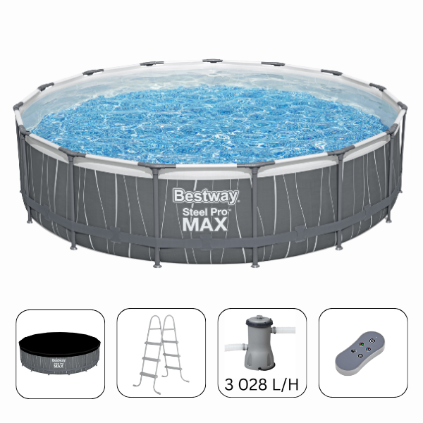 Bestway Бассейн STEEL PRO MAX 457×107 см, 14970л, металлический каркас, подсветка