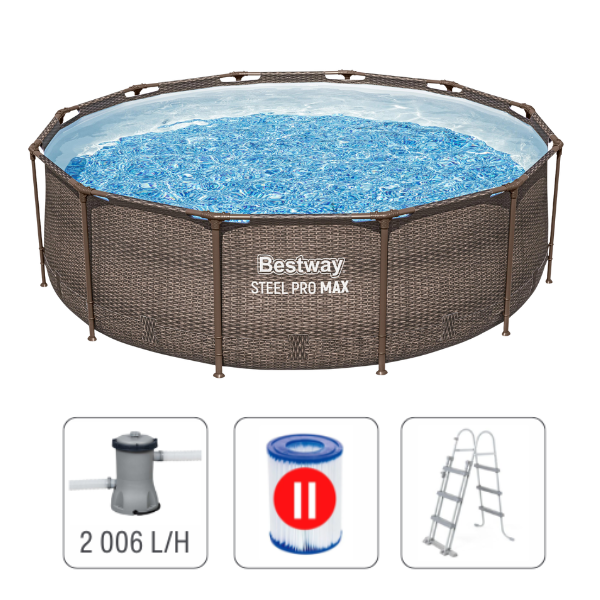 Bestway Бассейн STEEL PRO MAX Round Rotang 366×100 см, 9150Л, металлический каркас