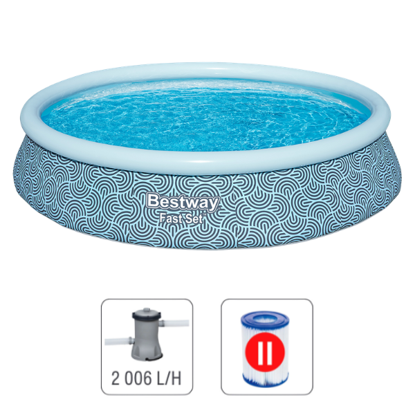 Bestway Надувной бассейн Fast Set с фильтрующим насосом, 396х84 см, 7340 Л