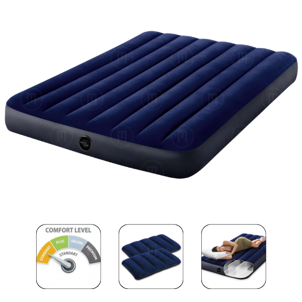 INTEX Saltea gonflabilă „Velur Classic” 152x203x25 cm cu perne și pompă, până la 272 kg