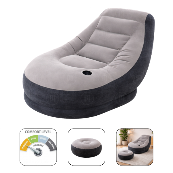 INTEX Надувное кресло с пуфом VELUR ULTRA LOUNGE (Chair & Ottoman) 102x137x79 см / 64×28 см INTEX Надувное кресло с пуфом VELUR ULTRA LOUNGE (Chair & Ottoman) 102x137x79 см / 64×28 см