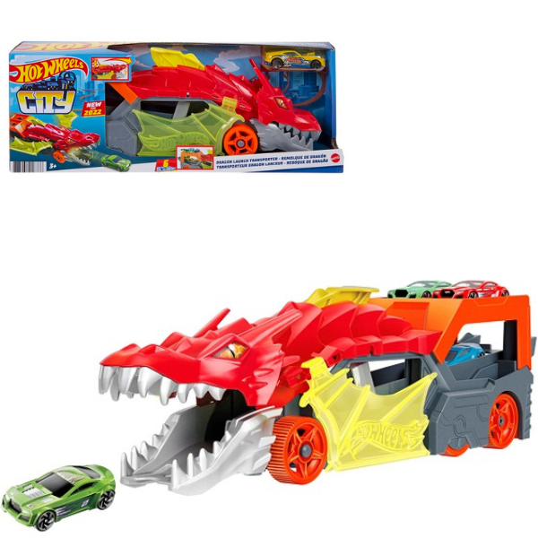 Hot Wheels Camion Dragon furios cu depozitare pentru mașini Hot Wheels Camion Dragon furios cu depozitare pentru mașini