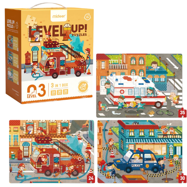 Seria de puzzle-uri „Salvatorii orașului”, 3 în 1, nivelul 3 Seria de puzzle-uri „Salvatorii orașului”, 3 în 1, nivelul 3