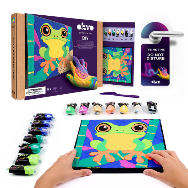 Tablou 3D pe numere din plastilină aerată Air Clay 29×29 cm – Broscuță