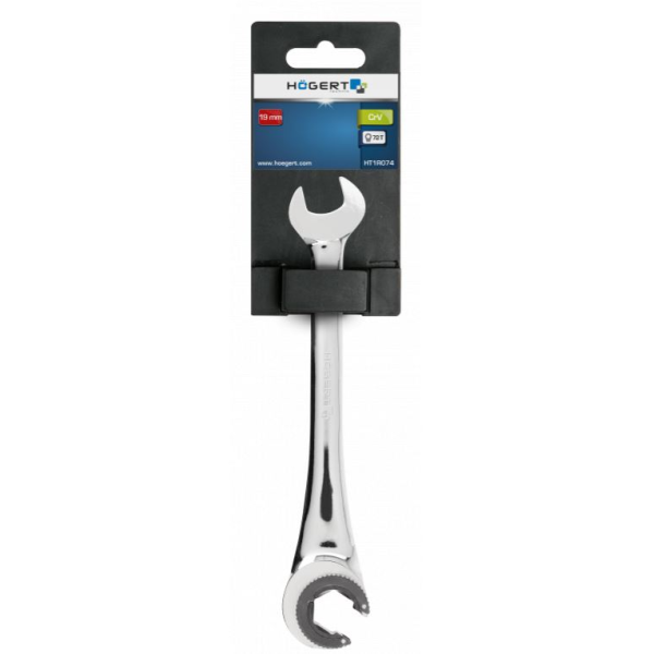 19-мм ключ комбинированный трещоточный разрезной Hoegert HT1R074 19-мм ключ комбинированный трещоточный разрезной Hoegert HT1R074
