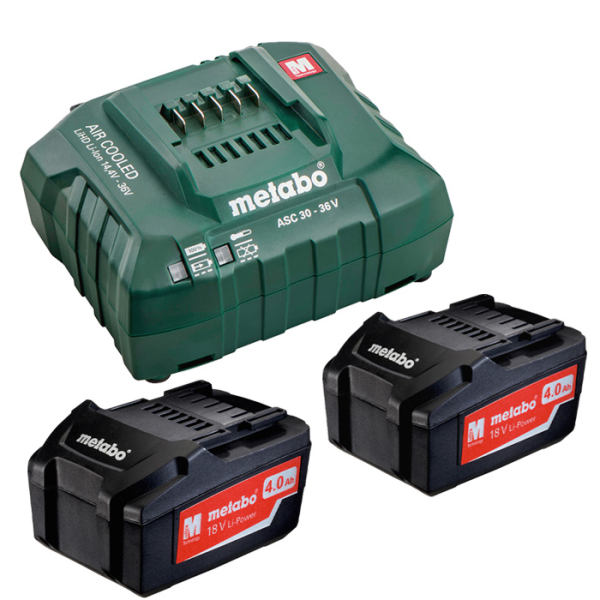 Set de bază Metabo Li-ion 2x4.0 Ah + ASC 30-36V