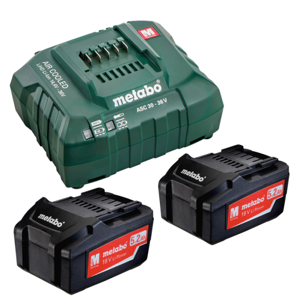 Set acumulatori Metabo Li-ion 2x5.2 Ah + ASC 30-36 V Set acumulatori Metabo Li-ion 2x5.2 Ah + ASC 30-36 V