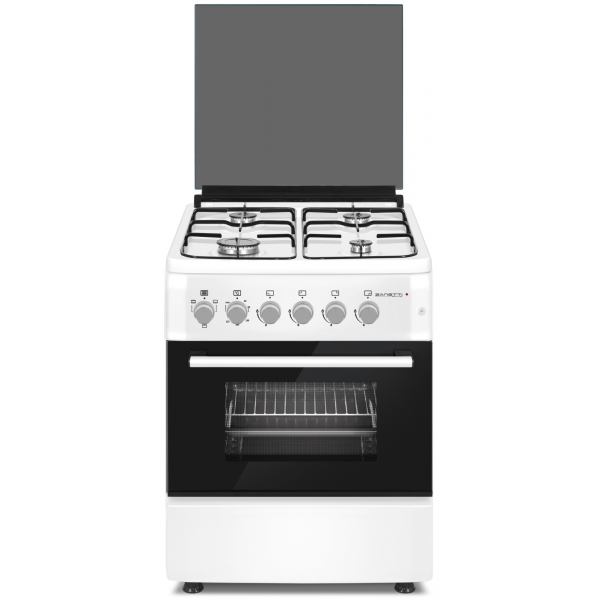 Плита Zanetti Z6000 EWH 57x57, 4 газ.конфорки.электроподжиг,электро духовка,белая,