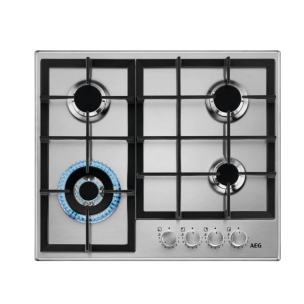 Aragaz Aeg HGB 64420SM incorporabila 4 arzatoare pe gaz, arzator turbo. Controlul gazelor. Grătar din fontă. Panou de control în față. Aprindere electrică.inox Aragaz Aeg HGB 64420SM incorporabila 4 arzatoare pe gaz, arzator turbo. Controlul gazelor. Grătar din fontă. Panou de control în față. Aprindere electrică.inox