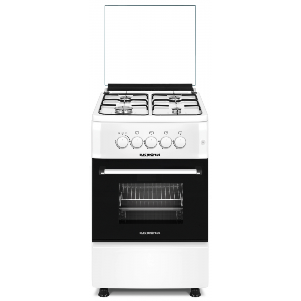 Aragaz Electroplus EP5000 GWH50x55, 4 arzatoare pe gaz, aprindere electrica, cuptor pe gaz, alb
