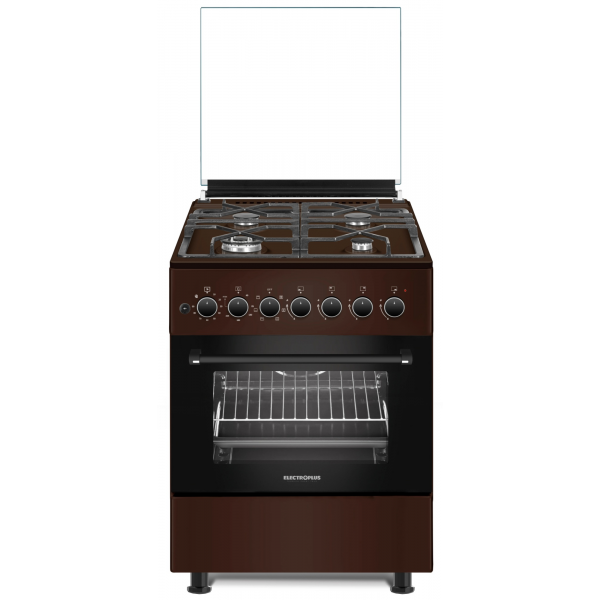Плита Electroplus EP6060 EBR Fonta 60x60, 4 газ.конфорки,чугунные решетки .электроподжиг,электро духовка,BR